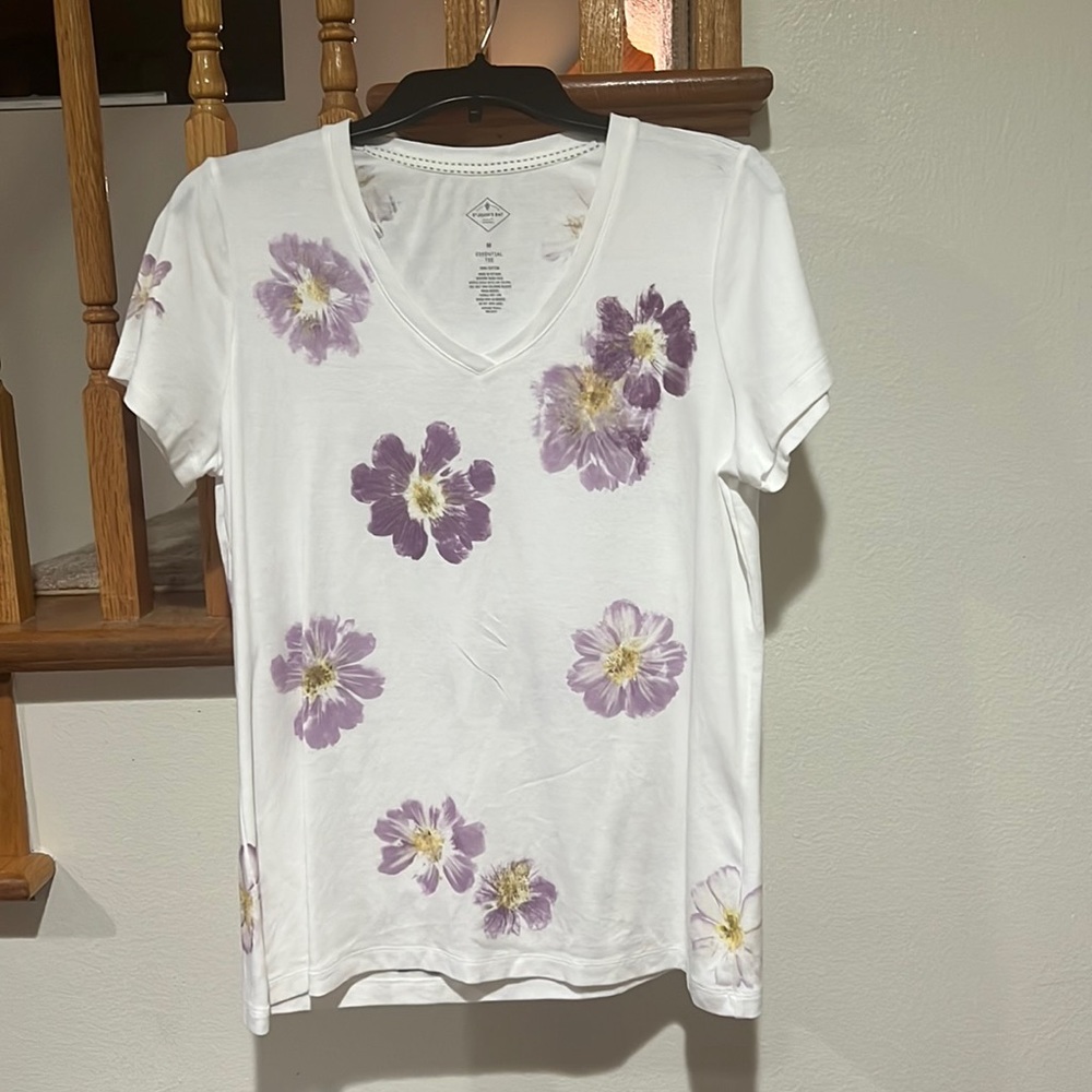 Flower hand-pounded T-shirt